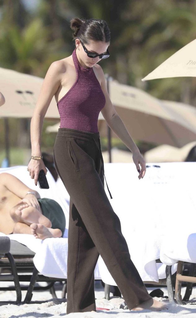Thylane Blondeau in a Maroon Top