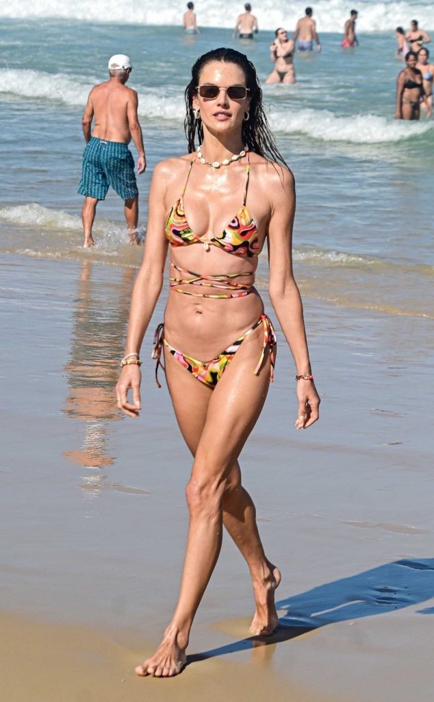 Alessandra Ambrosio in a Floral Bikini