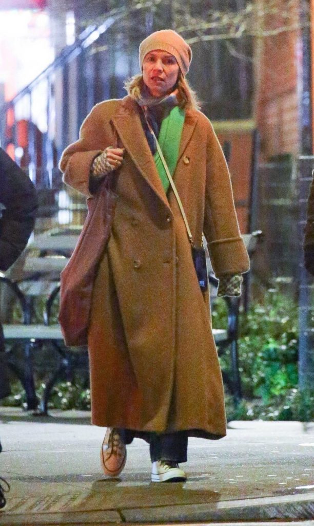 Claire Danes in a Beige Coat