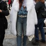 Julia Fox in a White Fur Coat Was Spotted Walking the Streets of Sundance 2024 in Park City