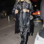 Kate Moss in a Black Trench Coat Leaves Her Hotel in Paris