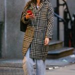 Katie Holmes in a Grey Plaid Coat Was Seen Out in New York