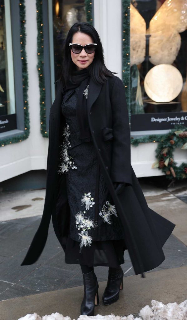 Lucy Lui in a Black Coat