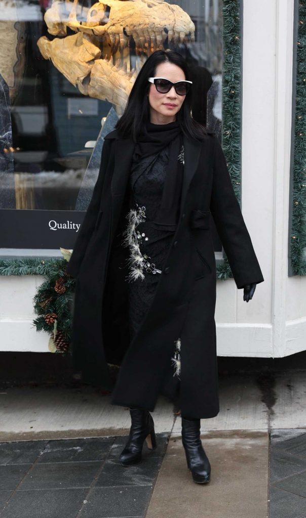 Lucy Lui in a Black Coat