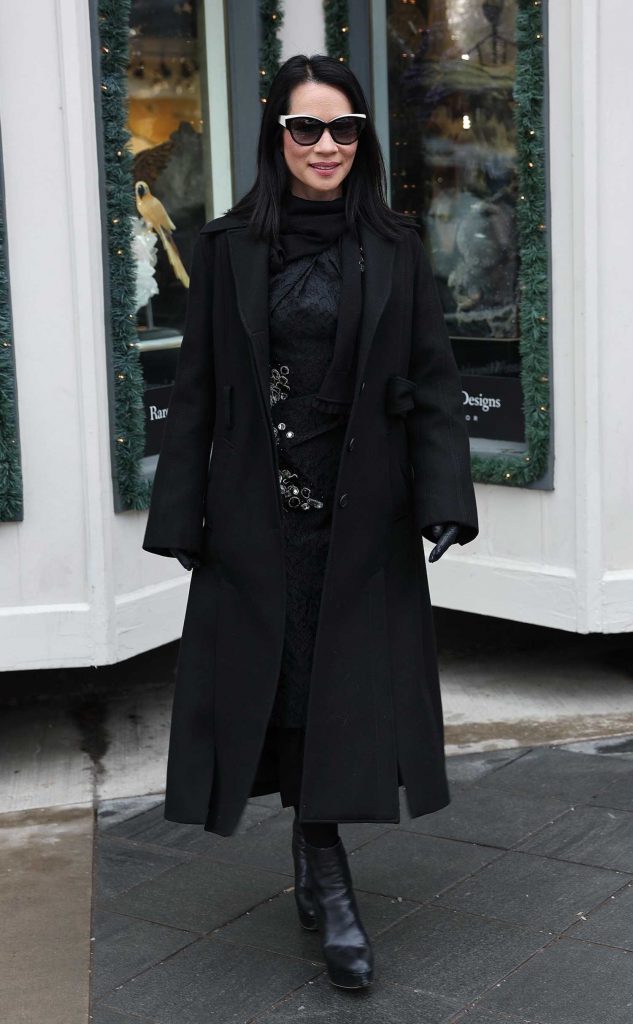 Lucy Lui in a Black Coat