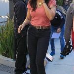 Padma Lakshmi in a Pink Tee Arrives at the Four Seasons Hotel in Beverly Hills