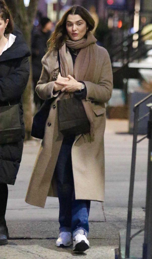 Rachel Weisz in a Beige Coat