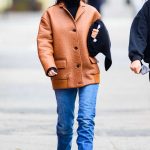 Emily Ratajkowski in an Orange Leather Jacket Was Seen Out in New York