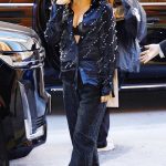Jenna Dewan in a Blue Blouse Arrives at the Drew Barrymore Show in New York