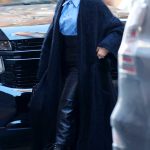 Jennifer Lopez in a Black Leather Skirt Arrives at The View in New York