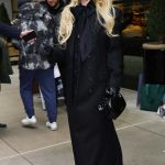 Kathryn Newton in a Black Coat Exits Her Hotel in New York