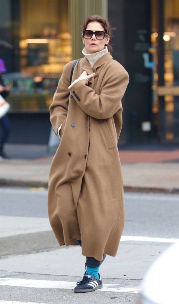 Katie Holmes in a Caramel Coloured Coat
