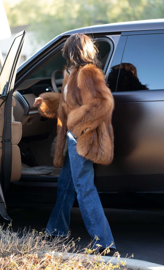 Kylie Jenner in a Tan Fur Coat