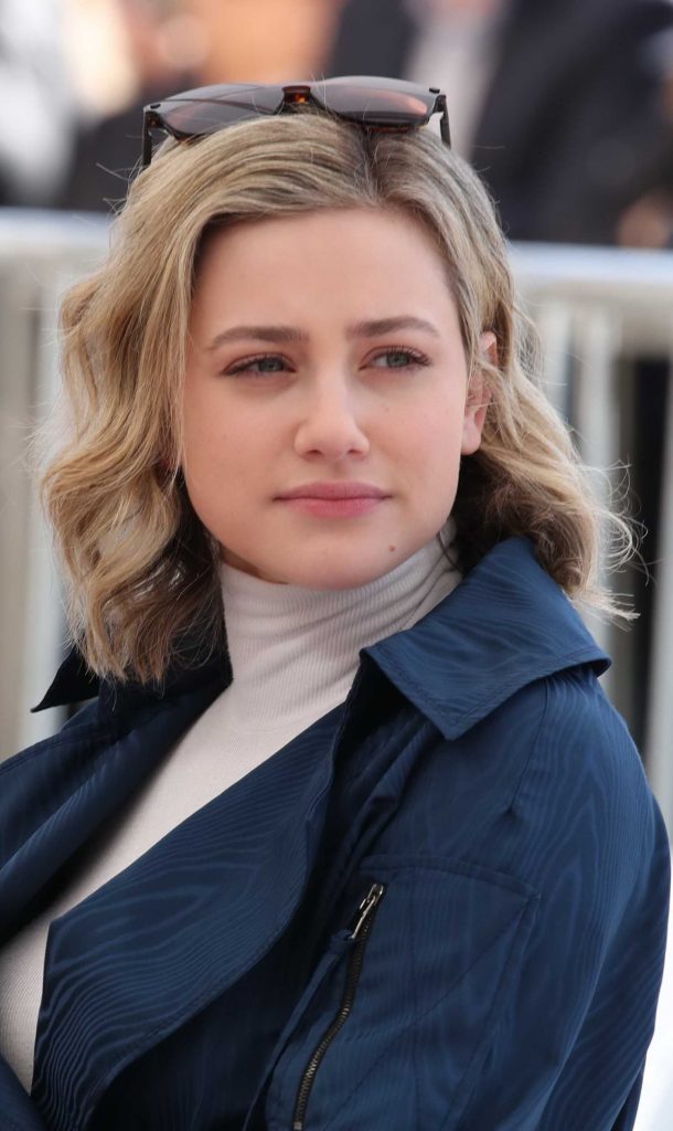 Lili Reinhart in a Blue Trench Coat