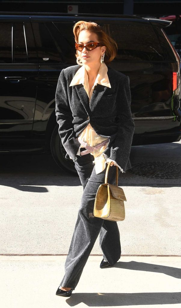 Rita Ora in a Black Pantsuit