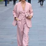 Amanda Holden in a Pink Pantsuit Leaves the Global Radio Studios in London
