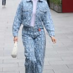 Ashley Roberts in a Blue Pantsuit Leaves the Heart FM Show at the Global Radio Studios in London