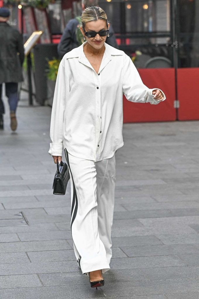 Ashley Roberts in a White Pantsuit