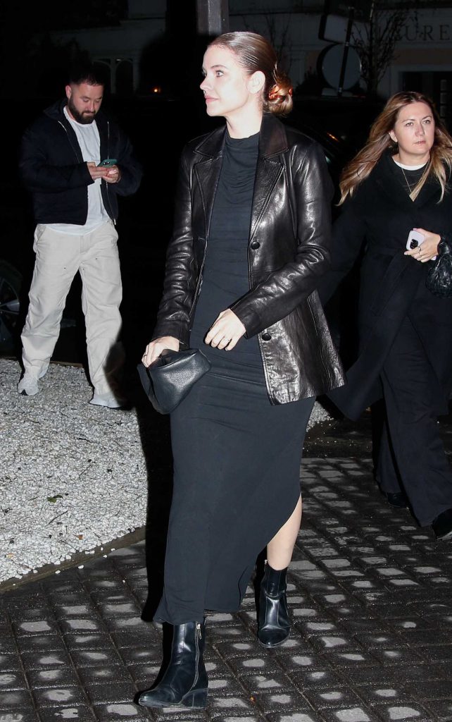 Barbara Palvin in a Black Leather Blazer
