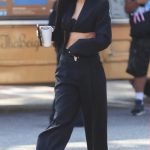 Bre Tiesi in All Black Outfit Arrives on the Set of Selling Sunset in Los Angeles