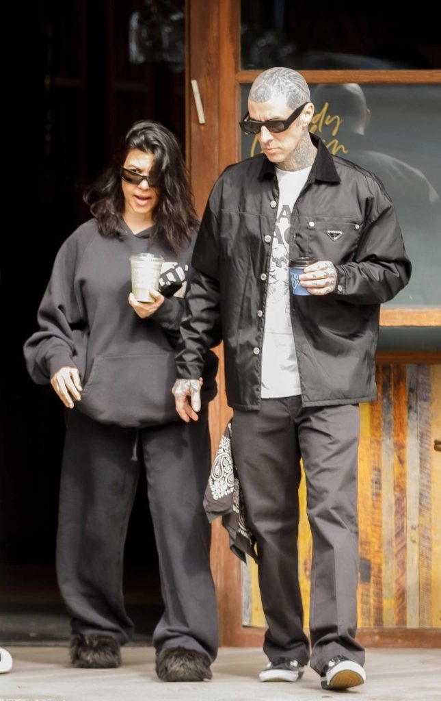 Kourtney Kardashian in a Black Sweatsuit