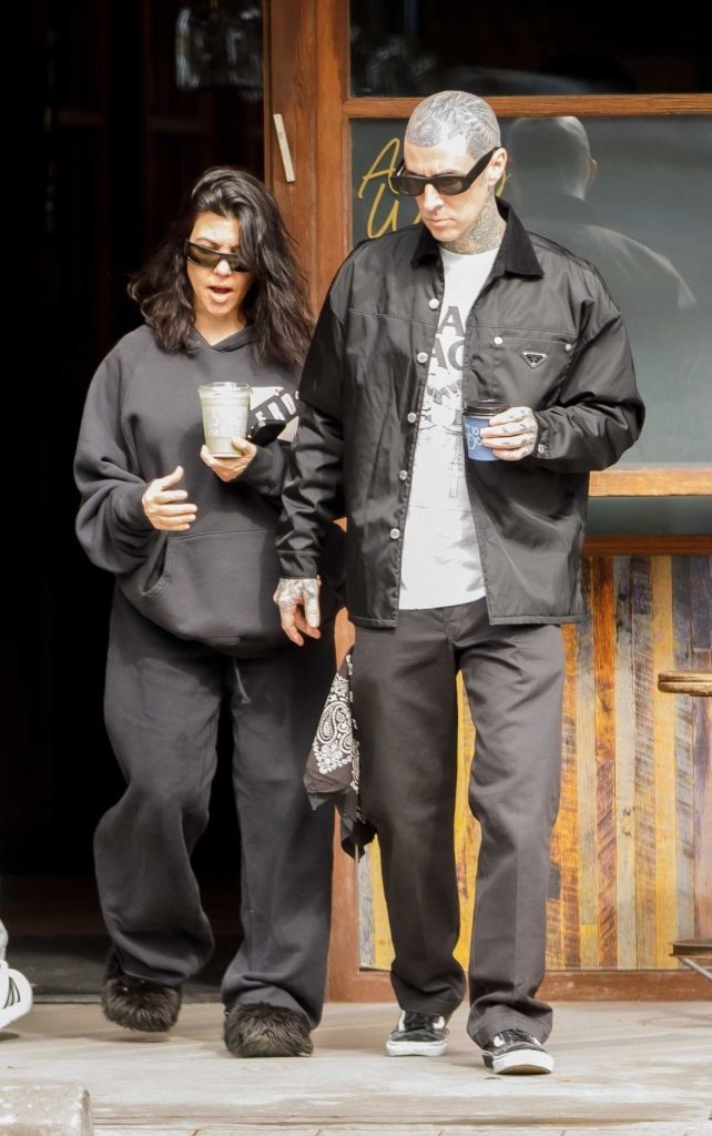 Kourtney Kardashian in a Black Sweatsuit