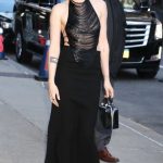 Kristen Stewart in a Black Top Arrives to Ed Sullivan Theater in New York