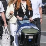 Lindsay Lohan in a Black Cardigan Steps Out for a Family Lunch at La Escala in Beverly Hills