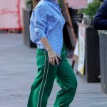 Myleene Klass in a Green Track Pants Arrives at the Smooth Radio in London