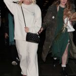 Pixie Lott in a Beige Sweatsuit Leaves the London Palladium in London