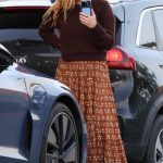 Rumer Willis in a Brown Sweater Arrives at Erewhon Market in Los Angeles
