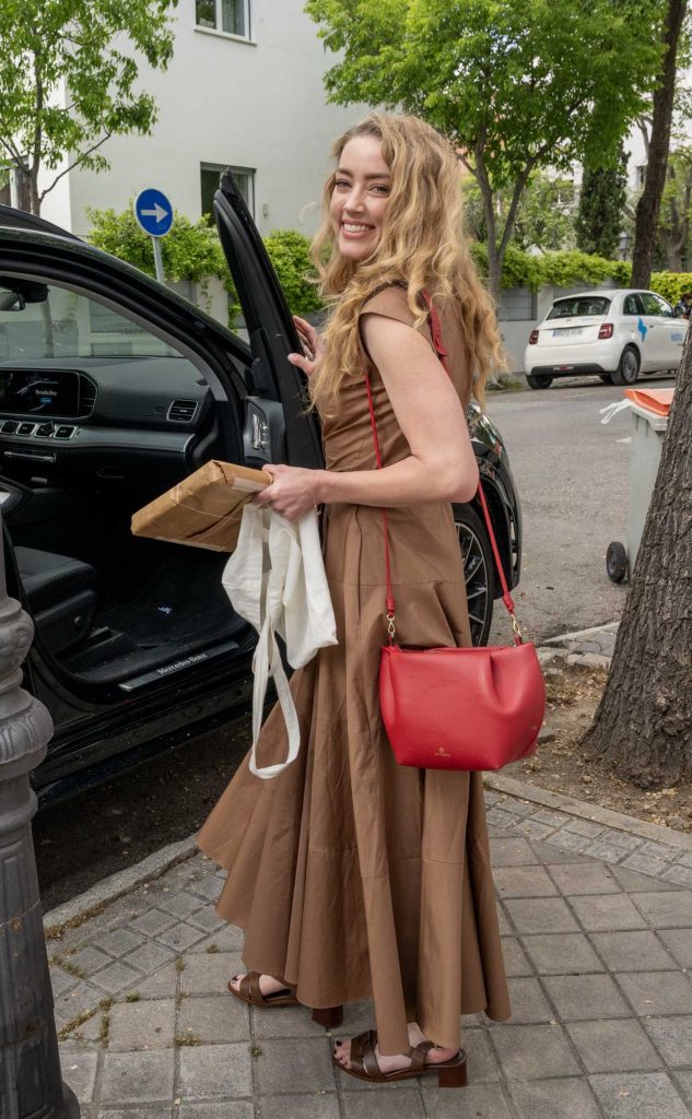 Amber Heard in a Tan Dress
