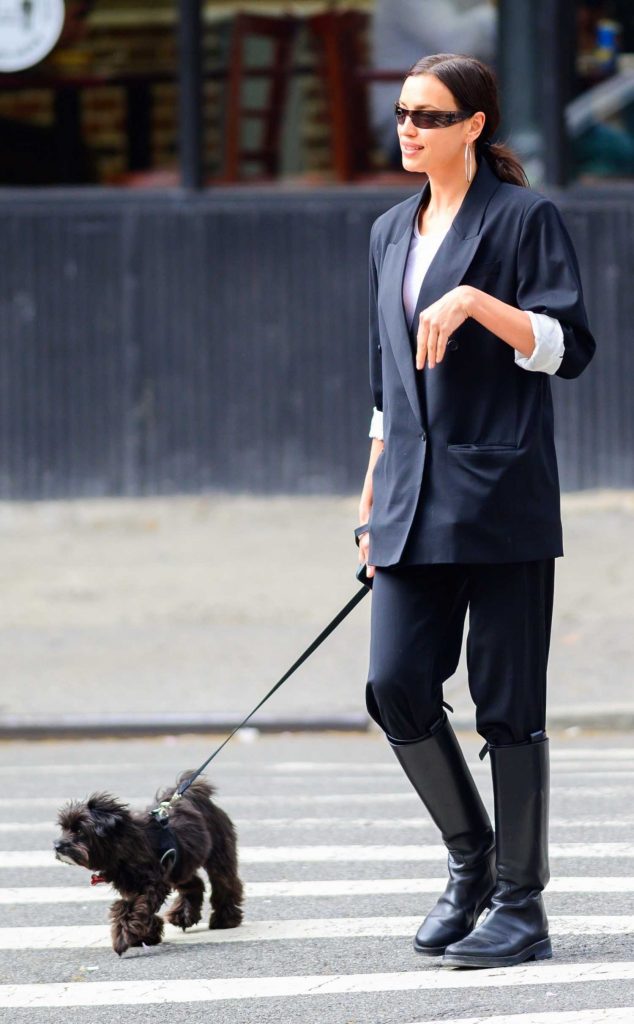 Irina Shayk in a Black Pantsuit