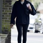 Jodie Comer in a Black Sneakers Walks Her Beloved Pet Dog in North London