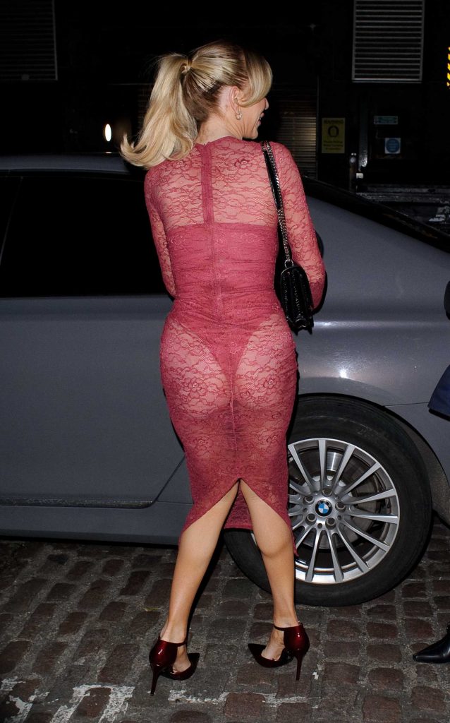 Kate Cassidy in a Red See-Through Dress