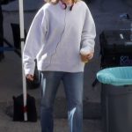 Margot Robbie in a Grey Sweatshirt Filming Scenes for A Big, Bold, Beautiful Journey in Los Angeles