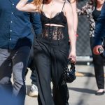 Joey King in a Black Bra Arrives for a Taping of Jimmy Kimmel Live in Los Angles