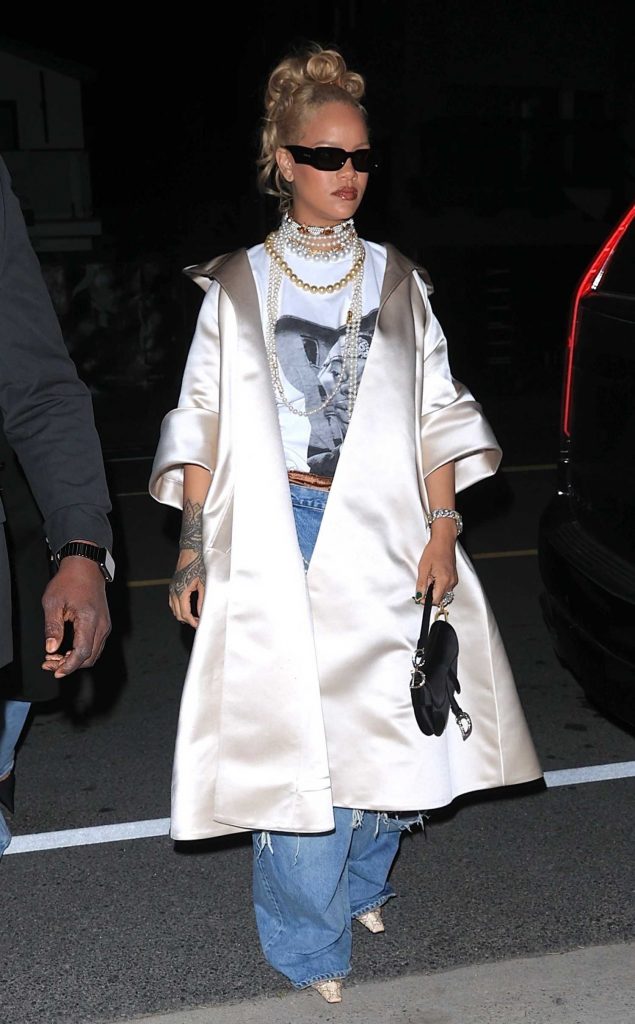 Rihanna in a Blue Ripped Jeans