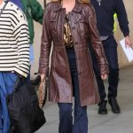 Shania Twain in a Brown Leather Coat Leaves the BBC Studios in London