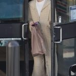 Whitney Port in a Beige Cardigan Exiting a 7-Eleven Store in Los Angeles