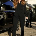 Barbara Palvin in a Black Pantsuit Arrives at Hotel Martinez During the 77th Cannes Film Festival in Cannes