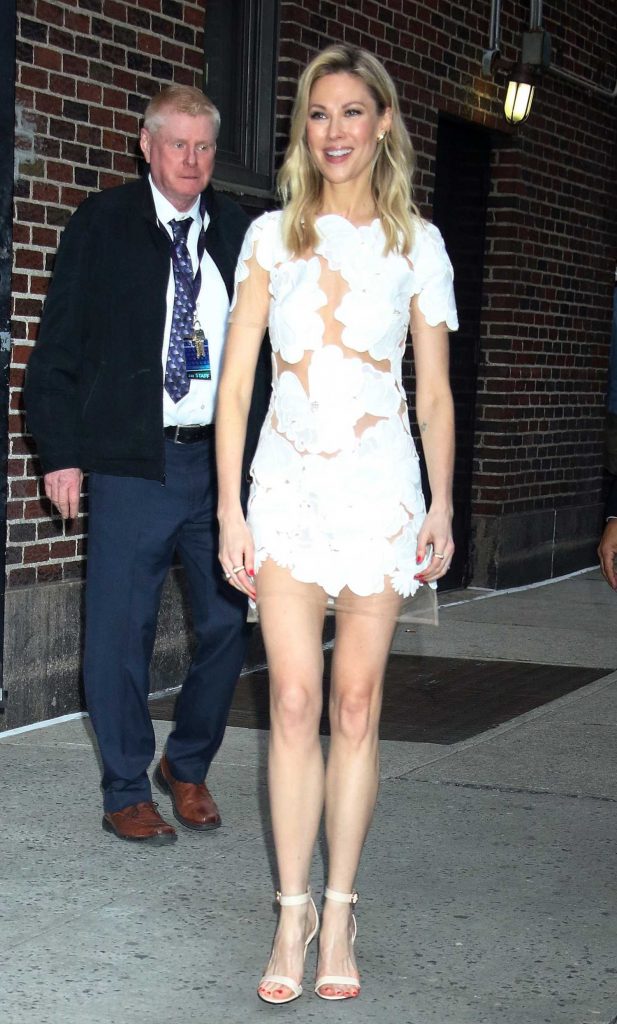 Desi Lydic in a White Lace Dress