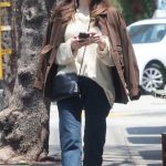 Elizabeth Olsen in a Brown Jacket Was Seen Out in Los Angeles