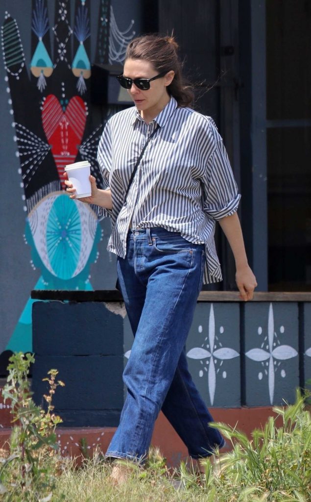 Elizabeth Olsen in a Striped Shirt