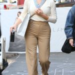 Hannah Waddingham in a Beige Pants Was Seen Out in New York