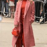Jennifer Lopez in a Pink Coat Arrives on Good Morning America in New York
