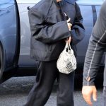 Kim Kardashian in a Black Jacket Arrives at Islands for dinner in Thousand Oaks