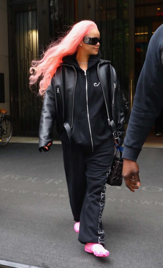 Rihanna in a Black Leather Jacket