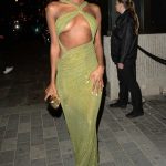 Riley Montana in an Olive Dress Arrives at 2024 Vogue x Netflix BAFTA Television Awards Celebration at Dovetale in London