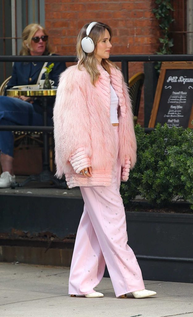 Suki Waterhouse in a Pink Jacket